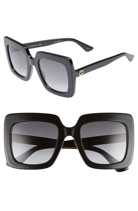 53 mm square sunglasses gucci|Gucci large square frame sunglasses.